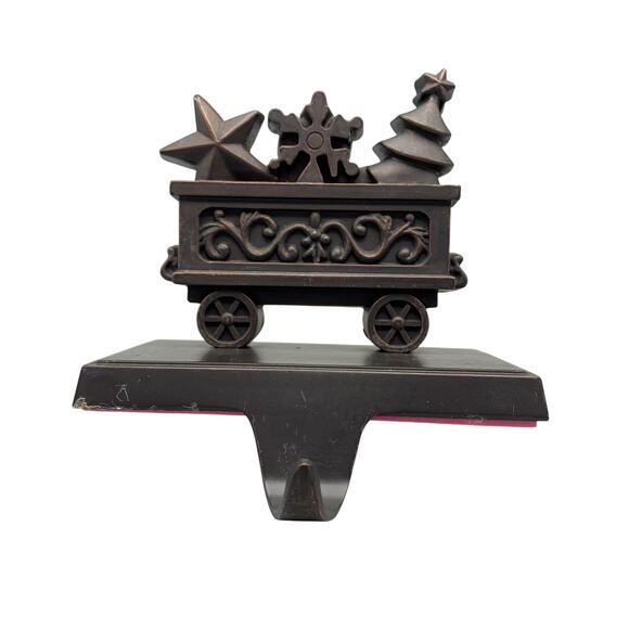 Santa Train Christmas Stocking Holders Hangers Mantle Black Metal Set Of 4 - Picture 4 of 13